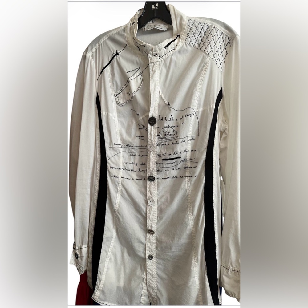 Elisa Cavaletti Long Sleeve Black and White Button up Shirt, size L